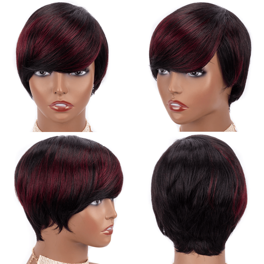 Perruque Femme 100% Cheveux Naturels Courts - Roux Cuivré Intense - Réf MAIA 130 - Neuf Avec Étiquettes